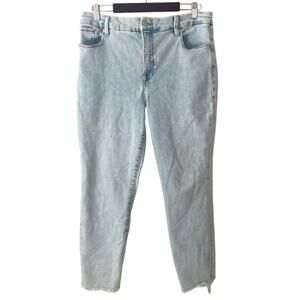 Good American Good Classic Inset Ankle Slim Jeans - Light Wash Indigo454 - 14/32